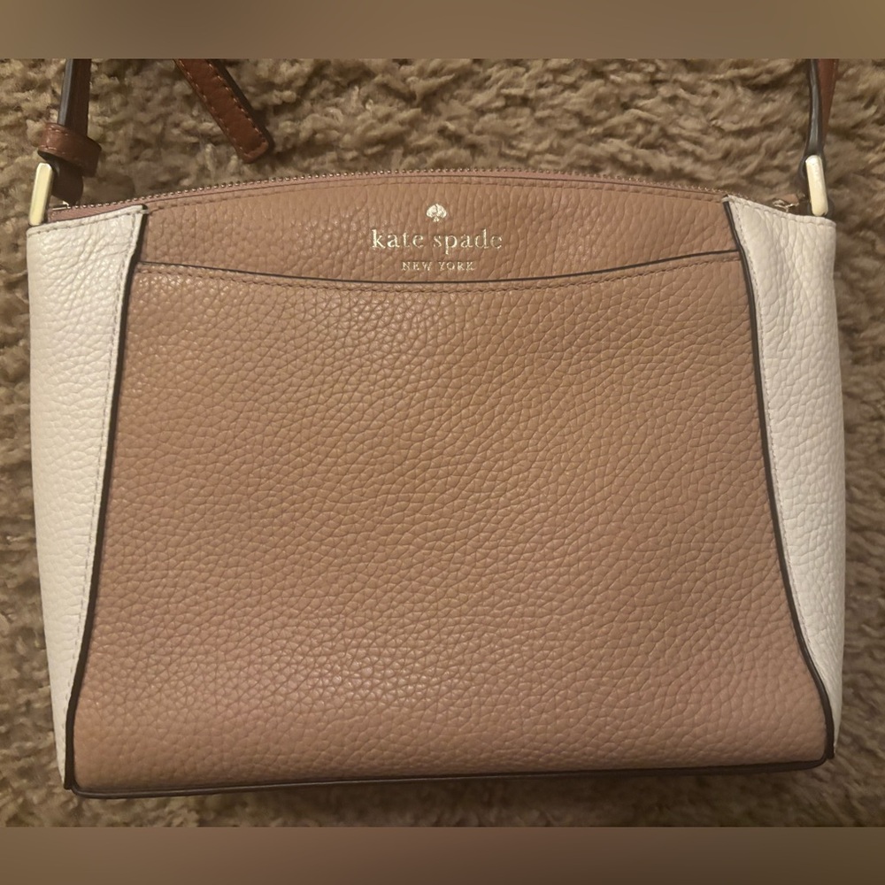 Kate Spade Tan and White Leather Crossbody Bag